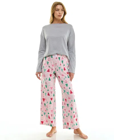 Roudelain Women's Printed Open Leg Velour Pants In Pink