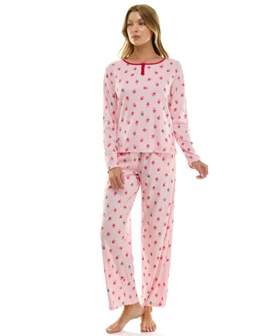 Roudelain Women's 2-piece Printed Long-sleeve Top And Pants Set In Pink