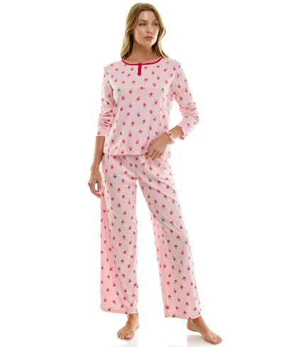 Roudelain Women's 2-piece Printed Long-sleeve Top And Pants Set In Pink