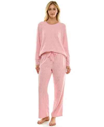 Roudelain Women's 2-piece Long-sleeve Crewneck Top And Pants Set In Pink