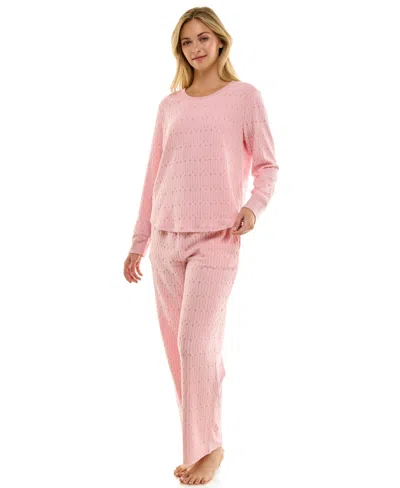 Roudelain Women's 2-piece Long-sleeve Crewneck Top And Pants Set In Pink