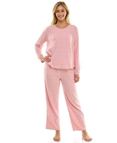 Roudelain Women's 2-piece Long-sleeve Crewneck Top And Pants Set In Pink