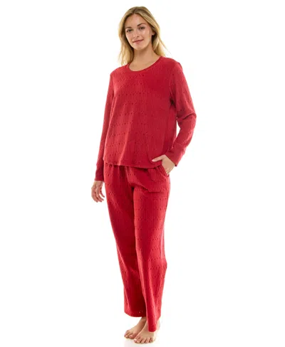 Roudelain Women's 2-piece Long-sleeve Crewneck Top And Pants Set In Red