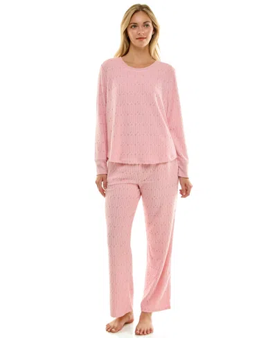 Roudelain Women's 2-piece Long-sleeve Crewneck Top And Pants Set In Pink