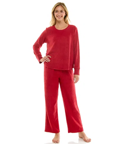 Roudelain Women's 2-piece Long-sleeve Crewneck Top And Pants Set In Red