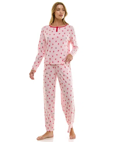 Roudelain Women's 2-piece Printed Long-sleeve Top And Pants Set In Pink