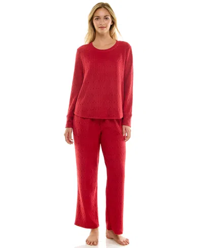 Roudelain Women's 2-piece Long-sleeve Crewneck Top And Pants Set In Red