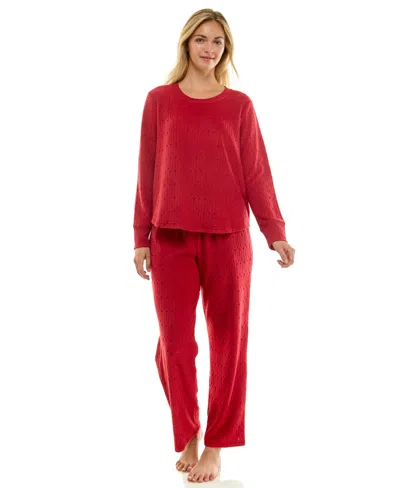Roudelain Women's 2-piece Long-sleeve Crewneck Top And Pants Set In Red