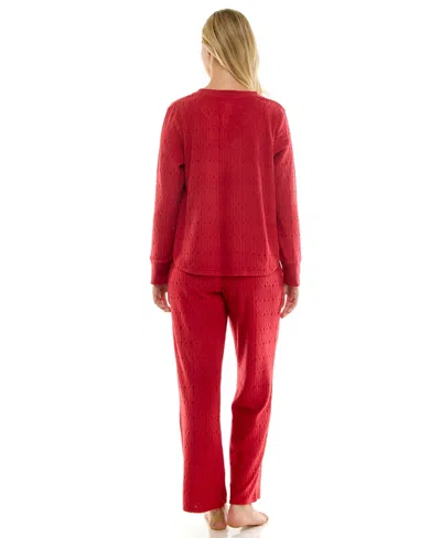 Roudelain Women's 2-piece Long-sleeve Crewneck Top And Pants Set In Red