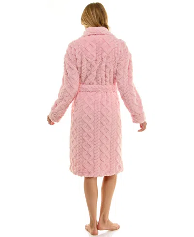 Roudelain Women's Textured Shawl Collar Robe In Pink