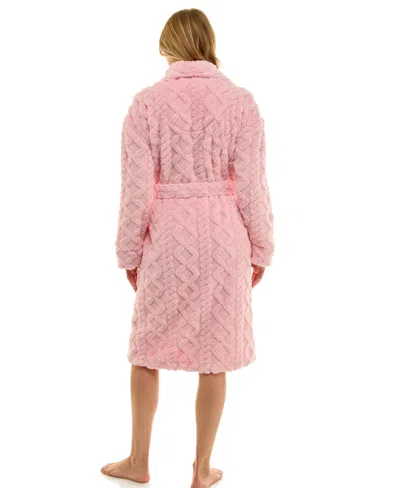 Roudelain Women's Textured Shawl Collar Robe In Pink