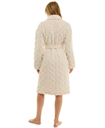 Roudelain Women's Textured Shawl Collar Robe In White