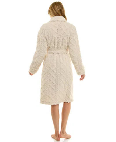 Roudelain Women's Textured Shawl Collar Robe In White
