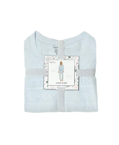 Roudelain Women's 2-piece Printed Long-sleeve Top And Straight Leg Pants In Blue