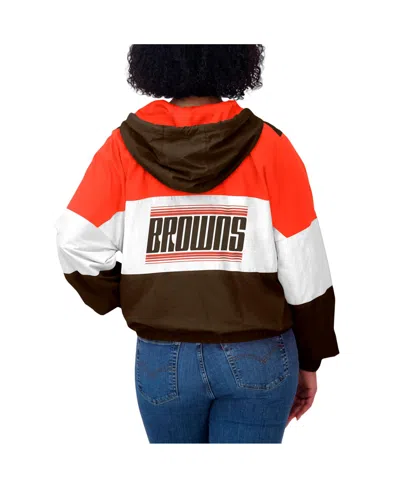 Wear By Erin Andrews Women's Brown Cleveland Browns Color Block Full-zip Windbreaker Jacket In Multi