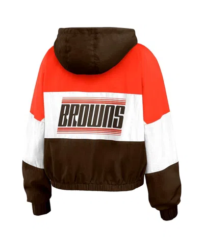 Wear By Erin Andrews Women's Brown Cleveland Browns Color Block Full-zip Windbreaker Jacket In Multi