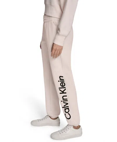 Calvin Klein Women's Performance Flocked Logo Jogger Sweatpants In Neutral