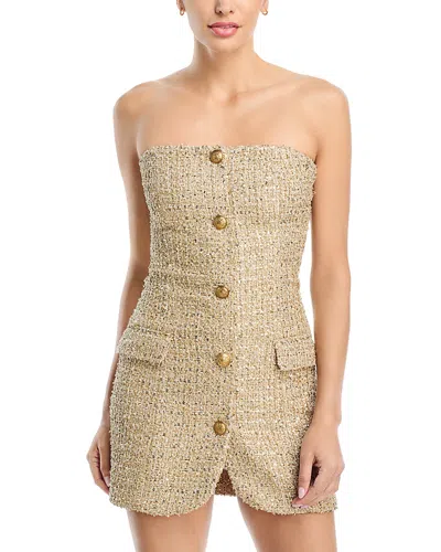 Alice And Olivia Madison Strapless Button Down Mini Blazer Dress Pale Gold In Gold