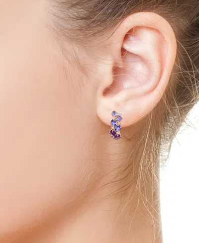 Effy Collection White Sapphire (2/5 Ct. T.w.) Amethyst (9/10 Ct. T.w.) And Tanzanite (2 Ct. T.w.) Earrings In 14k Ro In Multi