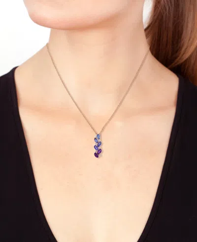 Effy Collection White Sapphire (3/20 Ct. T.w.) Amethyst (2/5 Ct. T.w.) And Tanzanite (1 Ct. T.w.) Necklace In 14k Ro In Multi