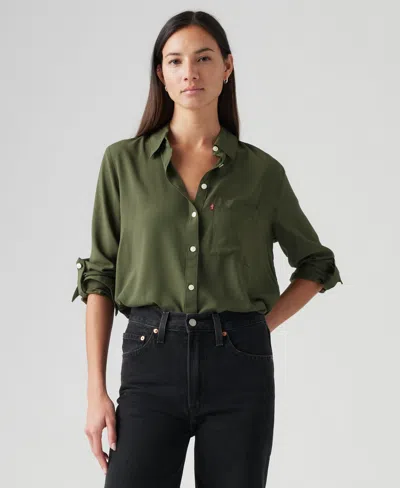 Levi's Women's Darlene Collared Button-front Shirt In Green
