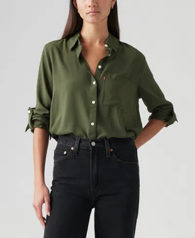 Levi's Women's Darlene Collared Button-front Shirt In Green