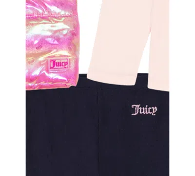 Juicy Couture Girls 4-6x 3-piece Long-sleeve T-shirt, Vest And Leggings Set In Multi
