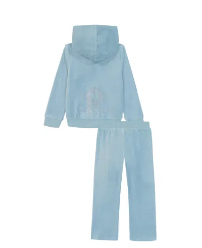 Juicy Couture Girls Toddler 2t-4t 2-piece Velour Full Zip Hoodie And Jogger Pants Set In Blue