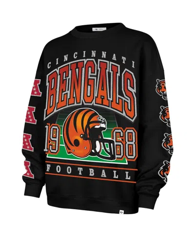 47 Brand '47  Black Cincinnati Bengals Go Big Oversized Pullover Sweatshirt In Black