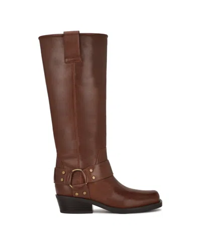 Nine West Women's Fawsta Tall Square Toe Boots In Brown