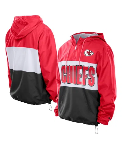 New Era Men's Red Kansas City Chiefs Ripstop Quarter-zip Hooded Windbreaker In Red