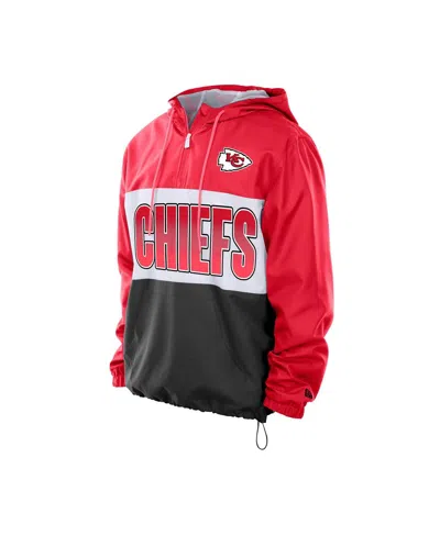 New Era Men's Red Kansas City Chiefs Ripstop Quarter-zip Hooded Windbreaker In Red
