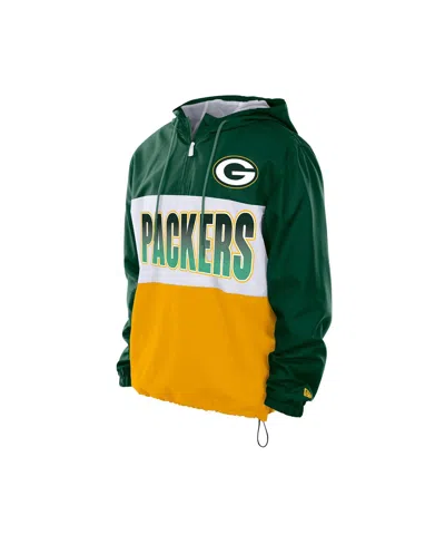New Era Men's Green Bay Packers Ripstop Quarter-zip Hooded Windbreaker In Multi