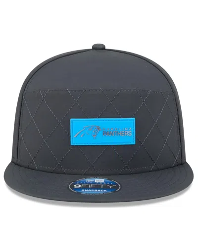 New Era Men's Charcoal Carolina Panthers 2025 Sideline Cold Weather Split Panel 9fifty Snapback Hat In Black