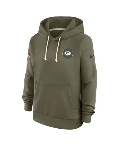 Nike Women's Olive Green Bay Packers 2025 Salute To Service Sideline Standard Issue Dri-fit Hoodie In Green