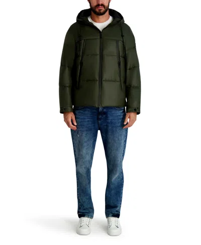 Karl Lagerfeld Men's Hooded Down Regular-fit Jacket In Green