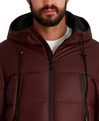 Karl Lagerfeld Karl Lagereld Mid Weight Hooded Puffer With Pockets In Burgundy