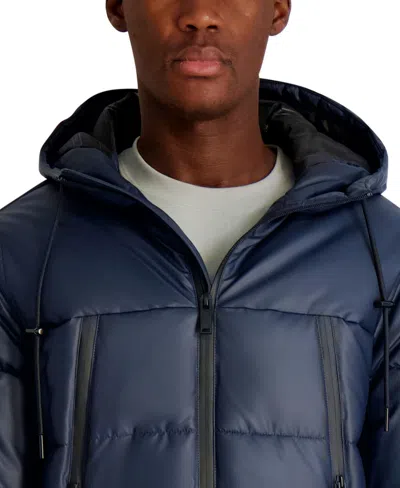 Karl Lagerfeld Men's Hooded Down Regular-fit Jacket In Blue