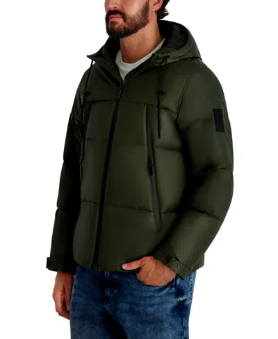 Karl Lagerfeld Men's Hooded Down Regular-fit Jacket In Green