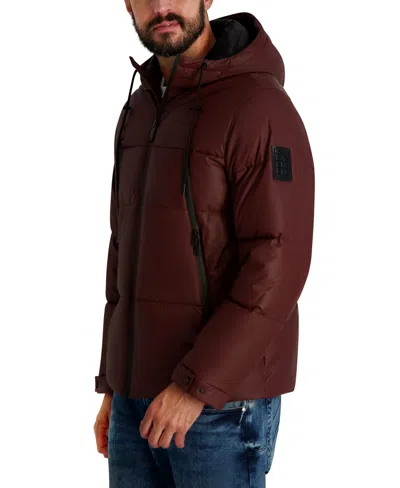 Karl Lagerfeld Karl Lagereld Mid Weight Hooded Puffer With Pockets In Burgundy