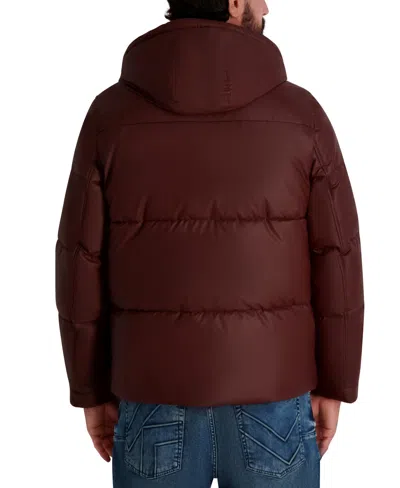 Karl Lagerfeld Karl Lagereld Mid Weight Hooded Puffer With Pockets In Burgundy