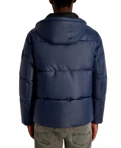 Karl Lagerfeld Men's Hooded Down Regular-fit Jacket In Blue