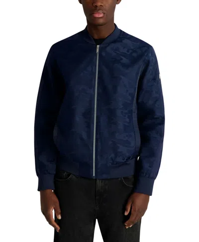 Karl Lagerfeld Camo Bomber Jacket In Blue