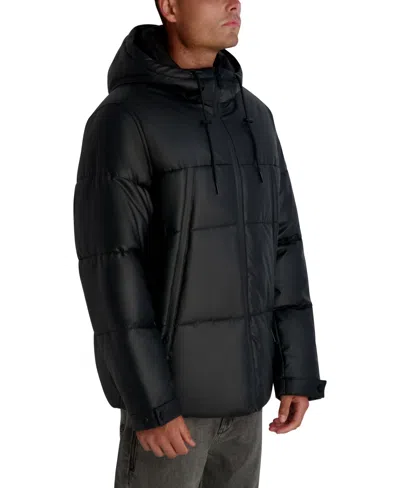 Karl Lagerfeld Men's Hooded Down Regular-fit Jacket In Black