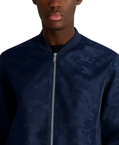Karl Lagerfeld Camo Bomber Jacket In Blue