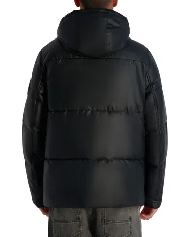 Karl Lagerfeld Men's Hooded Down Regular-fit Jacket In Black