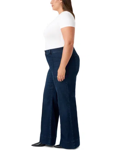 Seven7 Plus Size Pintuck Wide Leg Jeans In Blue