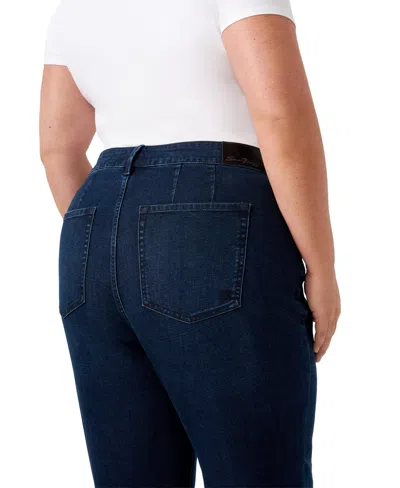Seven7 Plus Size Pintuck Wide Leg Jeans In Blue