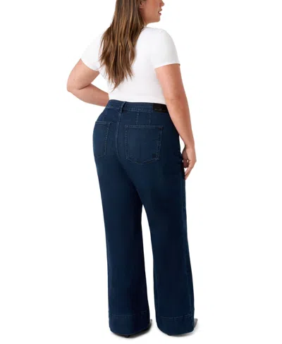 Seven7 Plus Size Pintuck Wide Leg Jeans In Blue