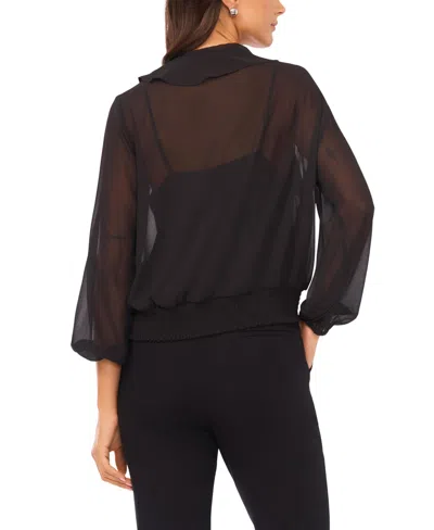 Vince Camuto Women's Overlapping Long Sleeve Ruffle Top In Black